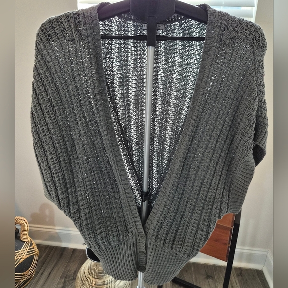 Peruvian Connection Sweaters - Peruvian Connection 100% Pima Cotton Open-Knit Cardigan Sweater - Gray - L